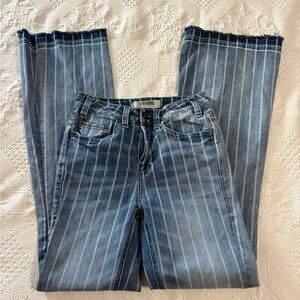 Rock & Roll Denim Jeans Womens 24x34 Blue High Rise Striped Flare Stretch Casual